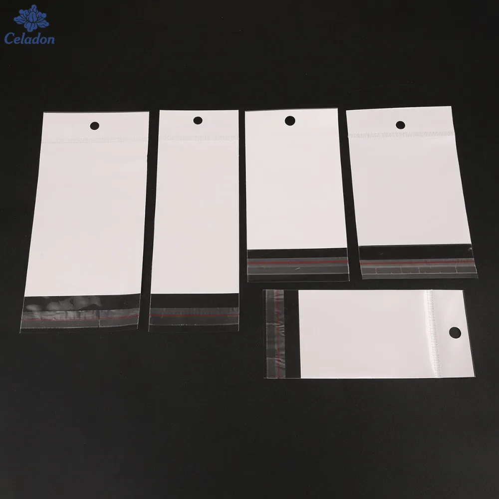 Размер 6x14 см/7x14 см/8x14 см/6x17,5 см/8x17,5 см 200 шт белые/прозрачные Самоклеющиеся пластиковые пакеты для хранения, упаковка для ювелирных изделий, подарочные пакеты