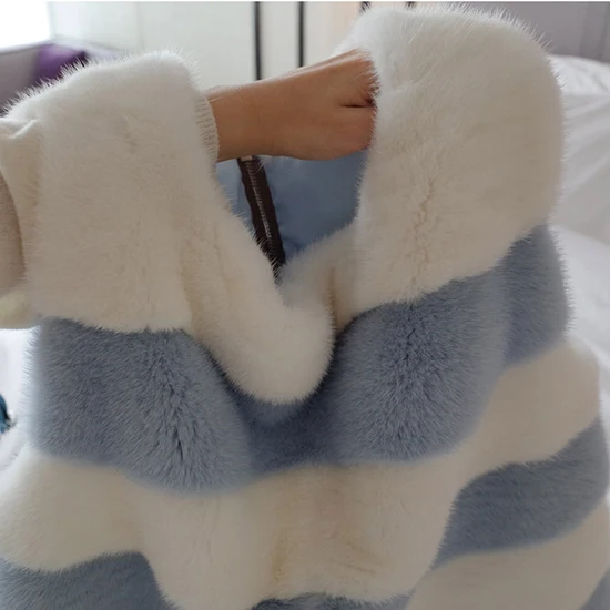 Зимний модный милый новый замшевый жилет подходящий цвет полосатый из меха норки