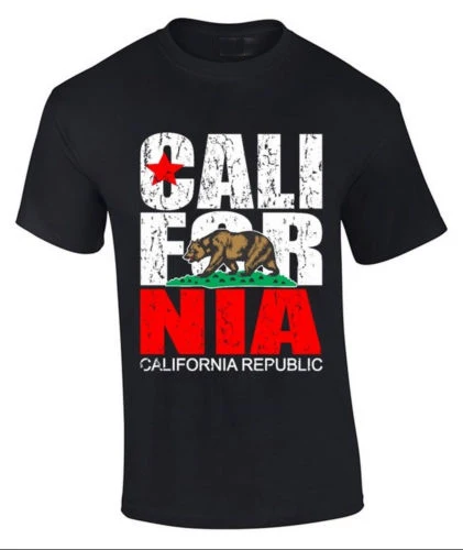 Калифорнийская Республика Т Рубашки мужчин Несет государство Флага призыв NIA