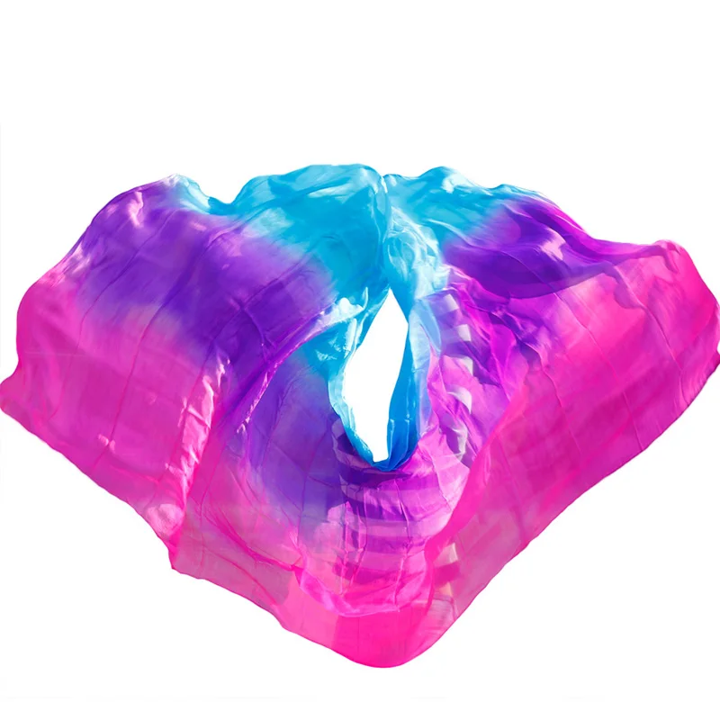 

Customized 100% Silk Belly Dance Veil Popular Dance Accessories Silk Veils Hand Dyed Gradient Color Veils 5 Sizes 200/250/300 cm