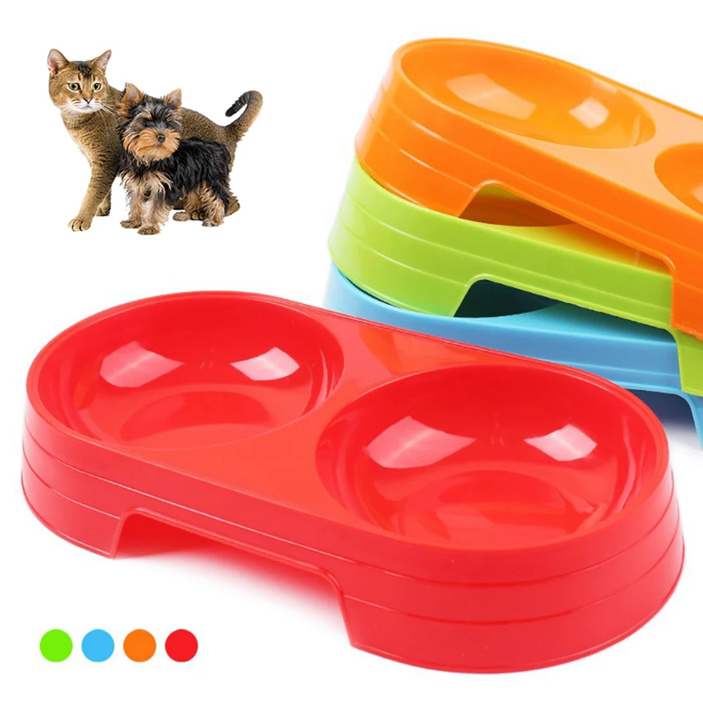 POP товара! Pet Puppy Dog Cat миска для воды или еды кормушка пластиковая без скольжения Двойная чаша диспенсер