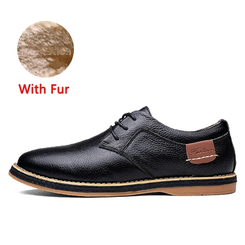 Black with Fur JUNJARM/ Мужские модельные туфли из натуральной кожи; модная мужская официальная обувь; качественные мужские туфли-оксфорды; мужские офисные туфли в деловом стиле - Цвет: Black with Fur