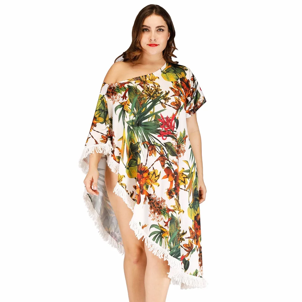 Женская блузка PGSD весенняя без бретелек с принтом растений длинная кисточками |