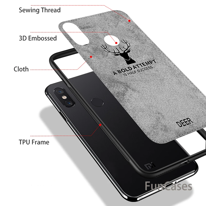 Soft TPU edge Canvas Embossed Deer Phone Case For Xiaomi Pocophone poco F1 Mi 8 6 5 Max 2 3 Fabric Cloth Cover | Мобильные телефоны