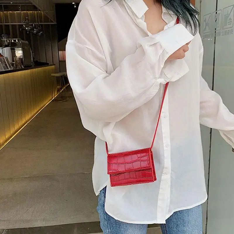 Сумка мессенджер из искусственной кожи маленькая с камнями для женщин 2019|Сумки