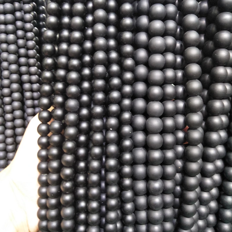 Cheap Black Dull Polish Loose Beads Matte Round Natural Stone 15&quot Strand 4 6 8 10 12 MM For Jewelry Making Bracelet DIY | Украшения и