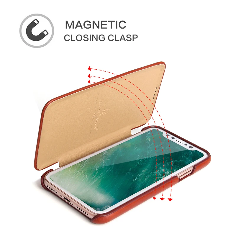 2018 Xs Max XR Супер Роскошный чехол из натуральной кожи ультратонкий Магнитный