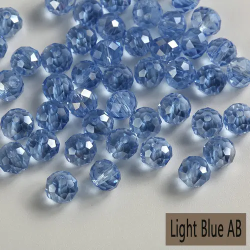 light blue ab Горячая Распродажа 4 мм-8 мм покрытием ab Цвет Кристалл Круглые свободные бусины стеклянный шарик, бусины для изготовление браслета ожерелья diy, ювелирные аксессуары - Цвет: light blue ab