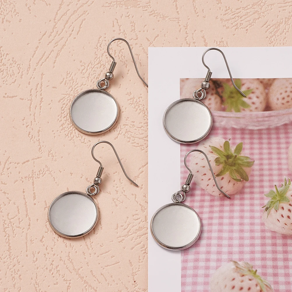 Пустые круглые серьги-Крючки из нержавеющей стали для кабошонов основа камеи