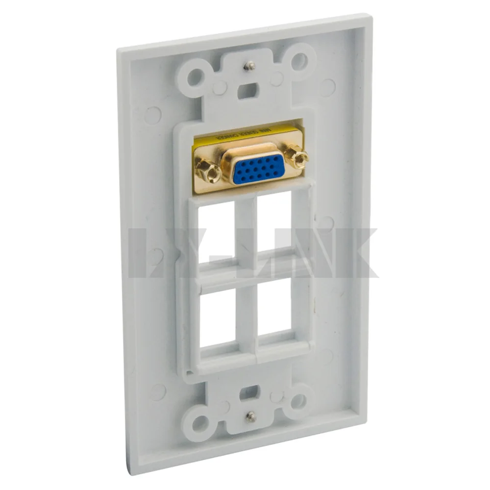 Настенная плата vga с 4 портами keystone и золотой пластиной|vga wall plate|wall platevga |