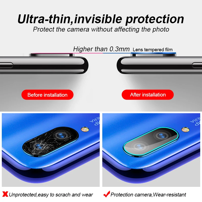 For Redmi Note 7 Glass Back Camera Lens Screen Protector Film Xiaomi Pro 7S 7A Protective Tempered | Мобильные телефоны и