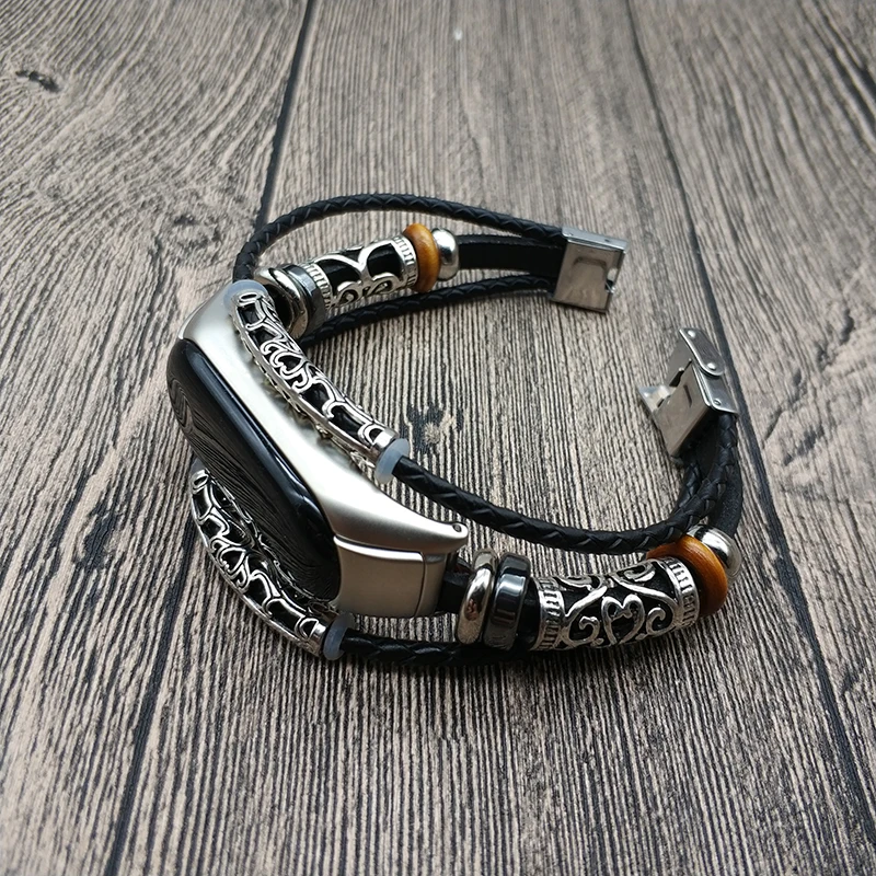 Ремешок для часов Xiaomi Band 3 браслет из натуральной кожи в стиле ретро с ювелирными