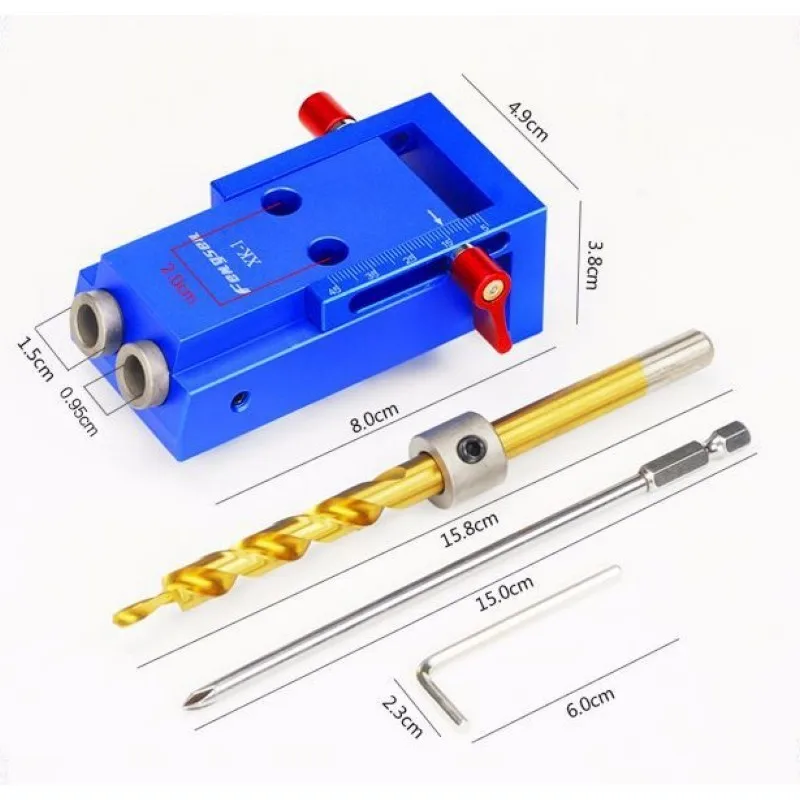 

Woodworking Guide System inclined hole drill tools clamp base Drill Bit Kit System Pocket Hole Jig Kit Carpenter DIY tools