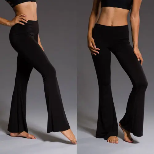 

Womens High Waisted Trousers Wide Leg Flared Slim Pants Leggings