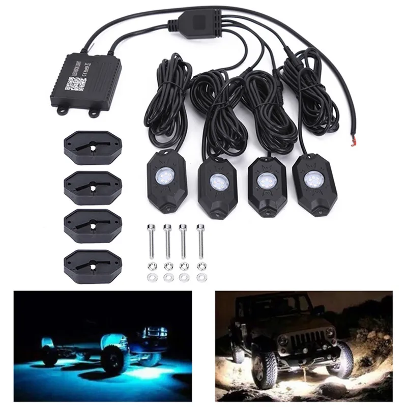 4 шт. 7 цветов Музыка мигающий беспроводной Bluetooth RGB 24LED Offroad рок свет экономия