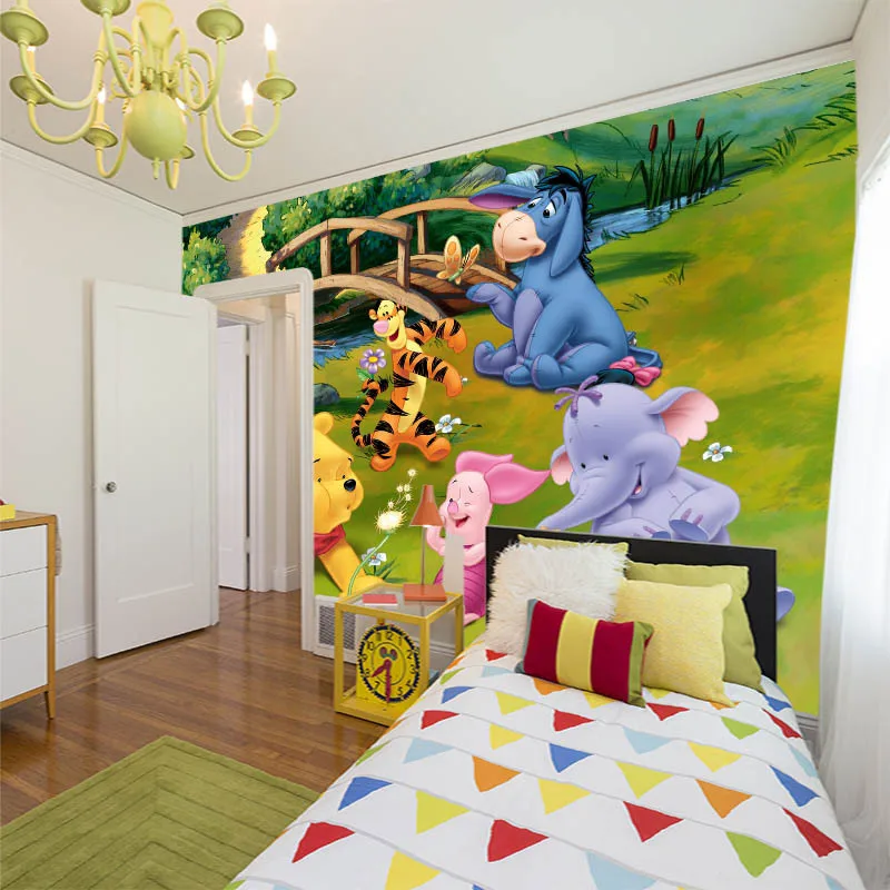 1.5m lovely cartoon animals large mural Winnie the pooh corner wall painting for children room kindergarten wall papers