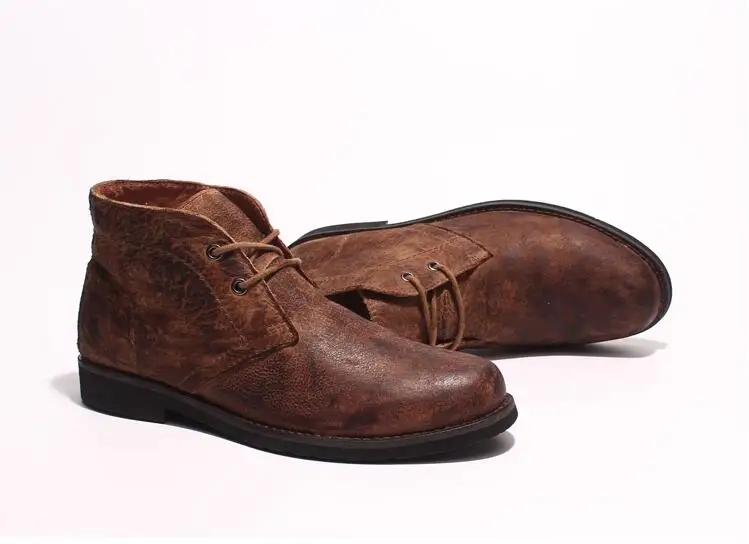 Туфли мужские на шнуровке высокие ботинки-мартинсы натуральная кожа низком