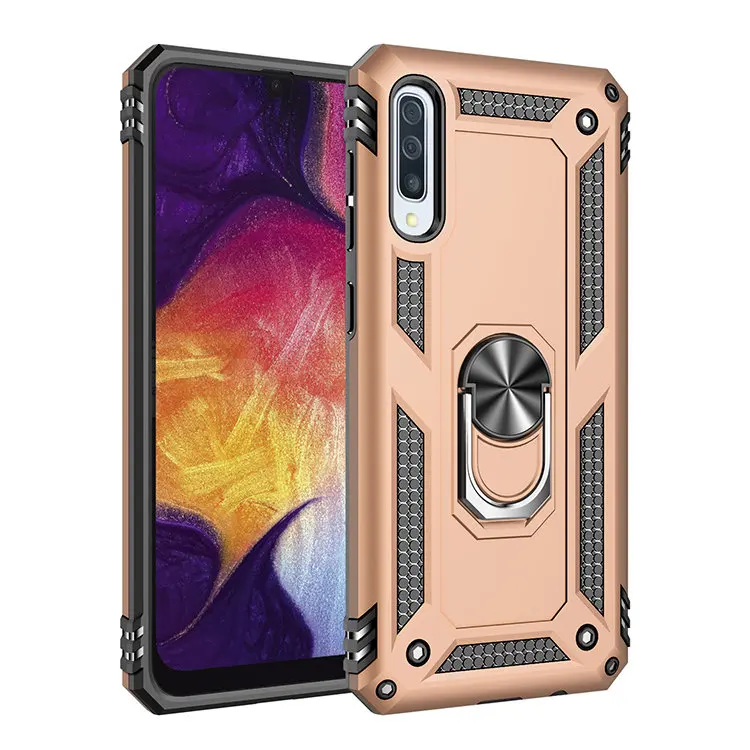 Gold ZNP Shockproof Stand Phone Case For Samsung Galaxy A90 A80 A70 A60 A50 A40 A30 A20 A10 M10 M20 With Holder Ring Armor Cover Case - Цвет: Gold