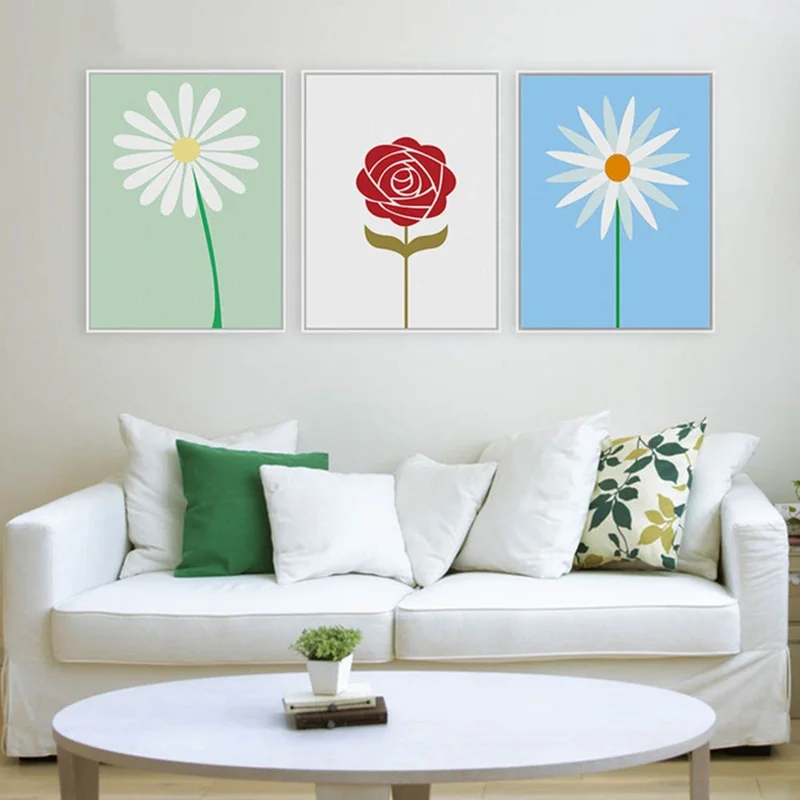 Современная Минималистичная Красивая Картина на холсте с подсолнухом