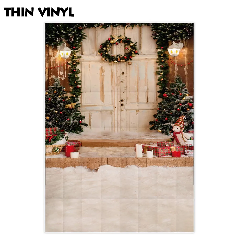 Allenjoy фон для фотосъемки рождественское крыльцо венок деревянная дверь студийный
