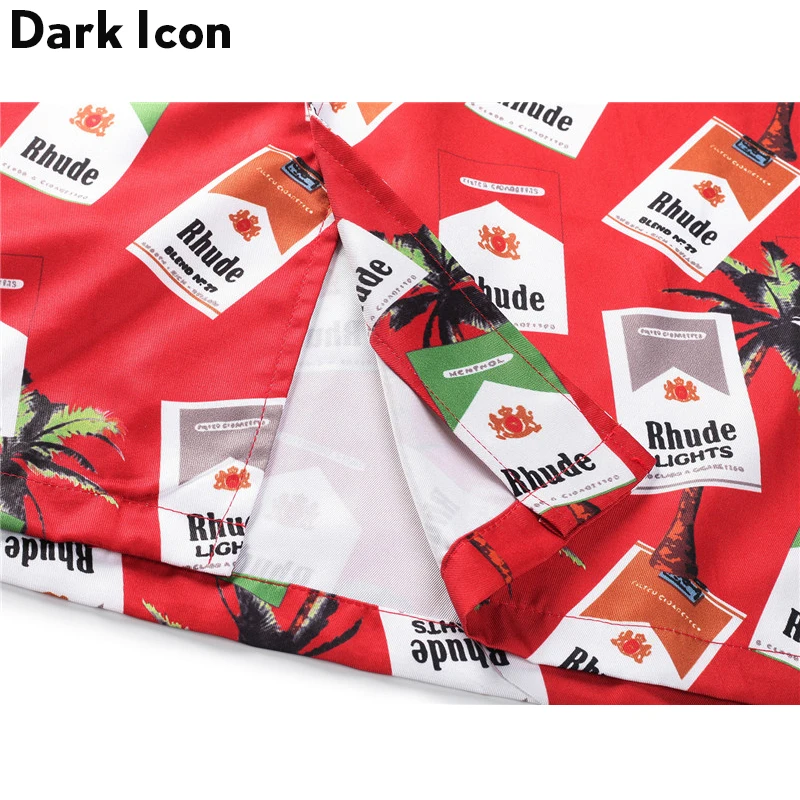 Мужская винтажная рубашка с коротким рукавом DARK ICON летняя в стиле хип-хоп 2019 |