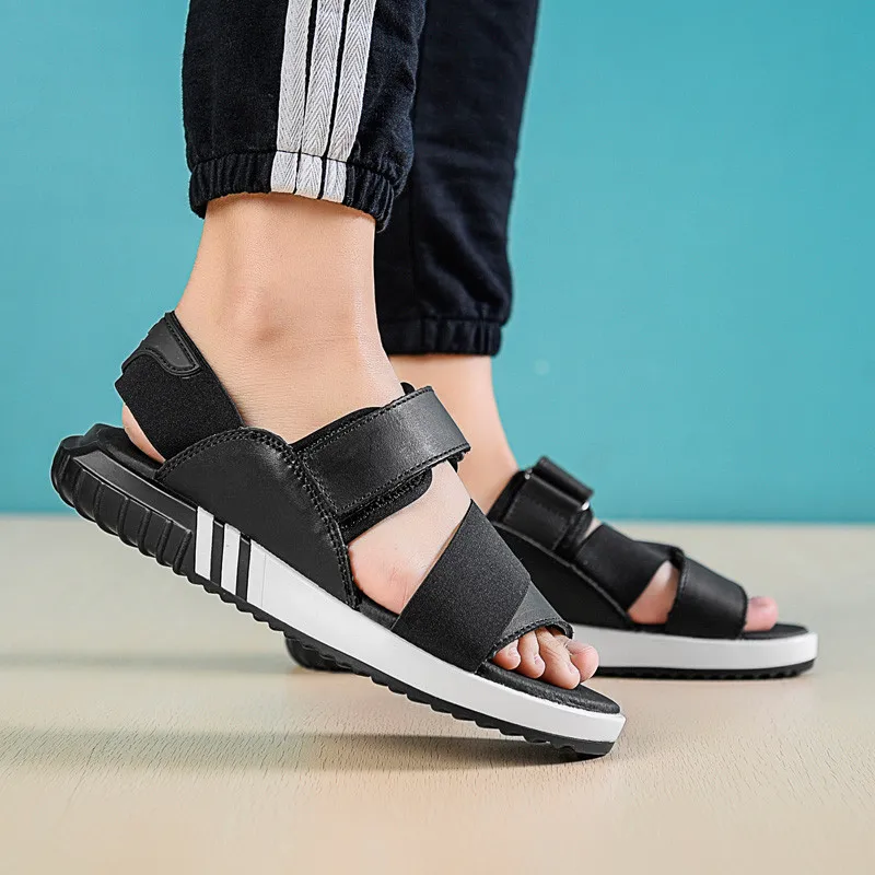 PINSV/кожаные сандалии Мужская Летняя обувь черные мужские пляжные Homme Sandalias Hombre