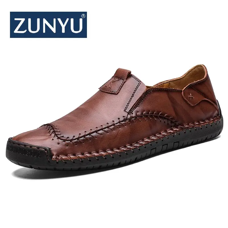 Мужские весенние туфли ZUNYU из натуральной кожи большие размеры 38-48 модная