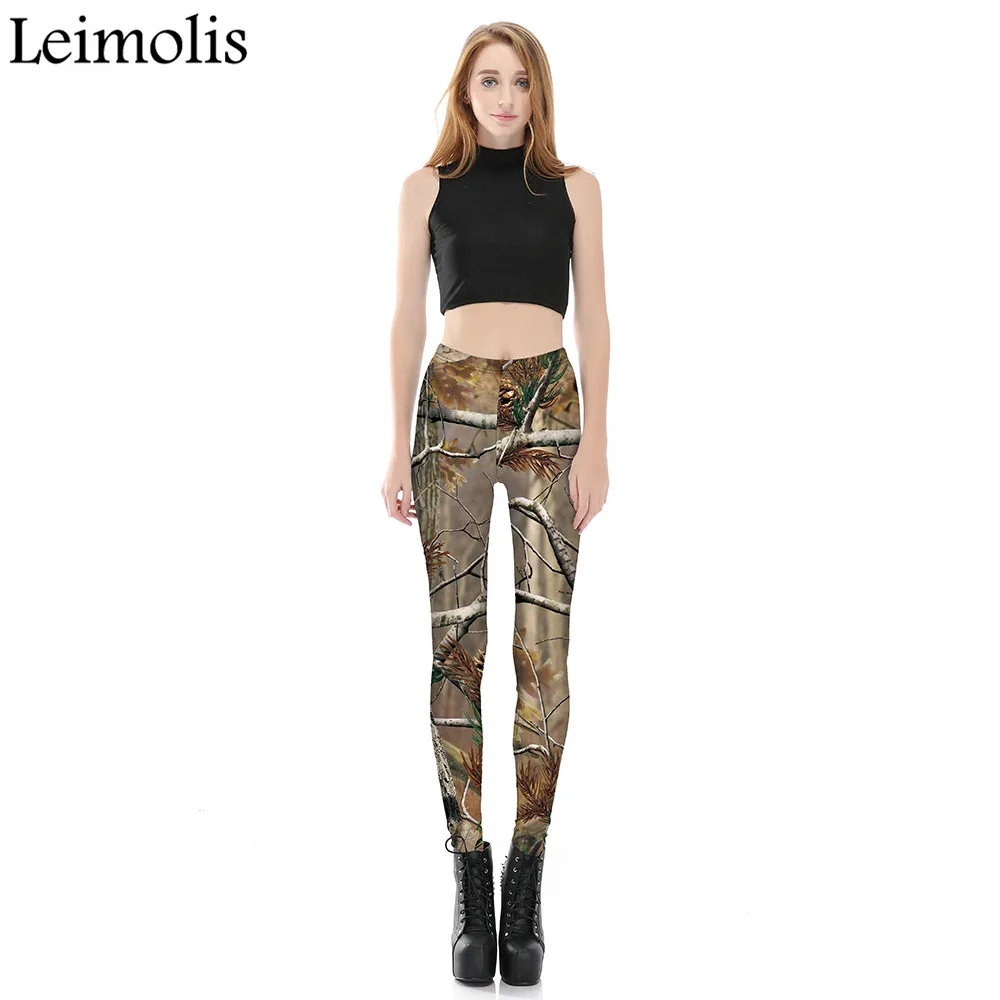 Leimolis 3D printed fitness push up workout leggings women gothic Desolate Forest plus size High Waist punk rock pants | Женская одежда