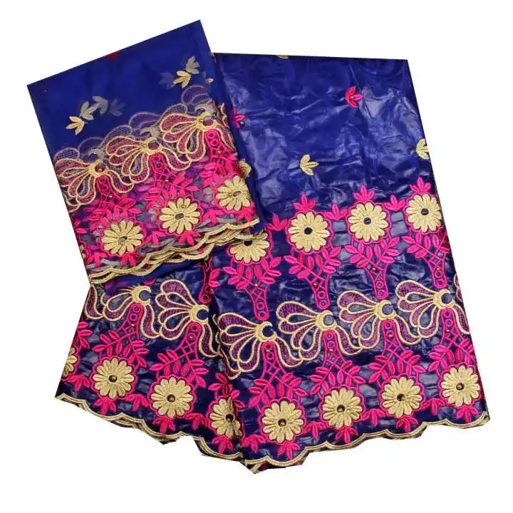 

african fabric african tissu bazin riche getzner with beads brode getzner with 2yards french net lace for party HL02