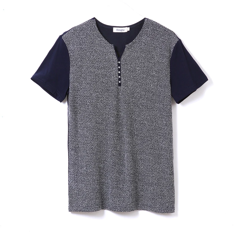 ACEMIRIZ Men Patchwork T-Shirt Short Sleeve Slim Tees Button Solid Man Casual Blue Gray White 2017 Summer Hot Sale Tshirt 2166 | Мужская