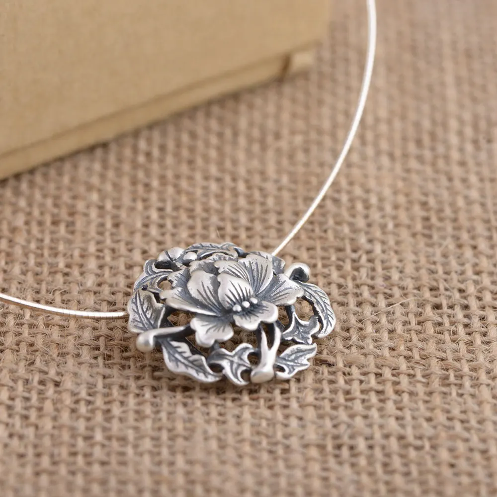 Кулон в виде цветка из серебра 925 пробы 100% пробы|thai silver pendant|pendants for womensilver flower pendant |