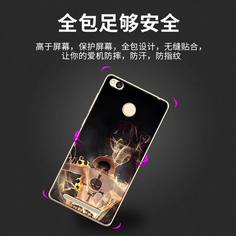 For Xiaomi Redmi 3 Pro 3S Case Soft TPU Cartoon protective Back Cover With Front Toughened glass film for xiaomi redmi 3pro 3s |