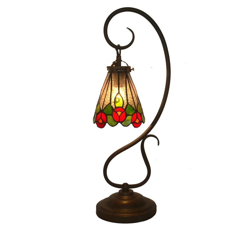 Фумат витражная настольная лампа Европейский винтажный цветочный Абажур