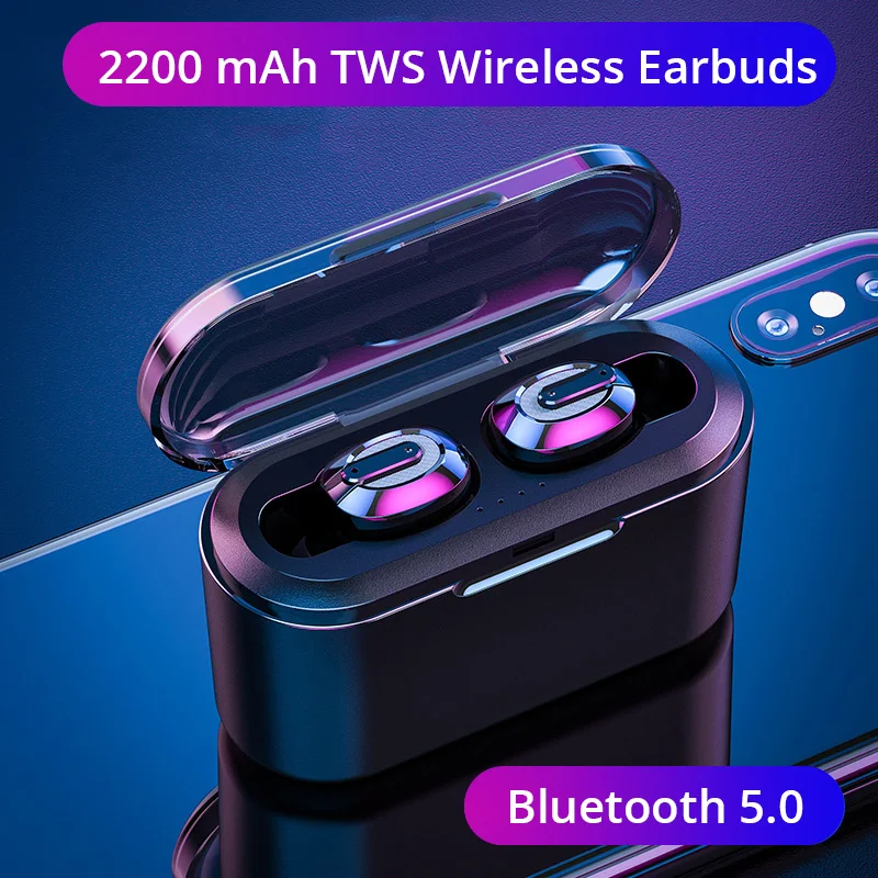 Беспроводные Bluetooth-наушники с зарядным футляром 5 0 дюйма 2200 мАч | Электроника