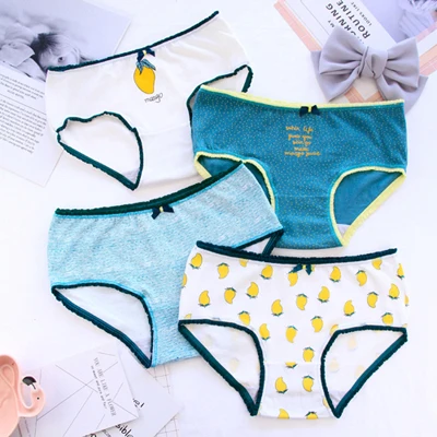 5pcs mangguo 5 шт./лот, трусики, женское нижнее белье, хлопковые трусы, Cueca Calcinhas, женские шорты с принтом фруктов, трусы для девочек, полосатые трусики для девушек - Цвет: 5pcs mangguo