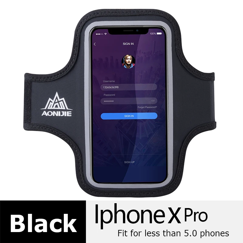 Black AONIJIE водонепроницаемый мобильный телефон Спортивная Беговая повязка на руку сумка для бега Чехол держатель чехол для фитнеса тренажерный зал тренировки A896 - Цвет: Black