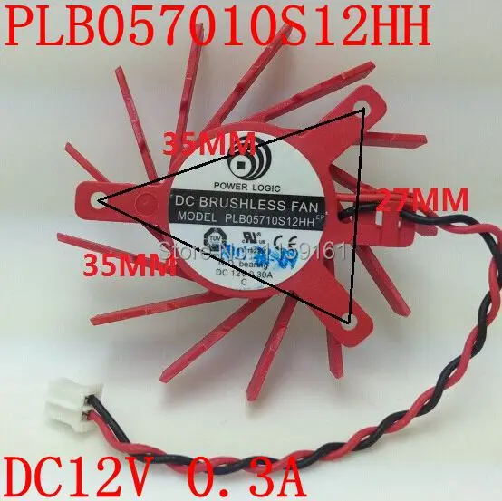 Кулер Power Logic PLB05710S12HH 12 В постоянного тока 0 3 А 2 вывода 50 мм для видеокарт ATI HD5550