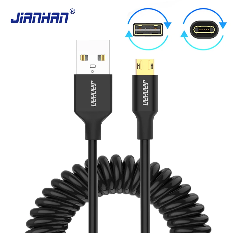 Микро usb кабель Весна Реверсивный USB зарядное устройство 2.1A гибкий Быстрый Charing