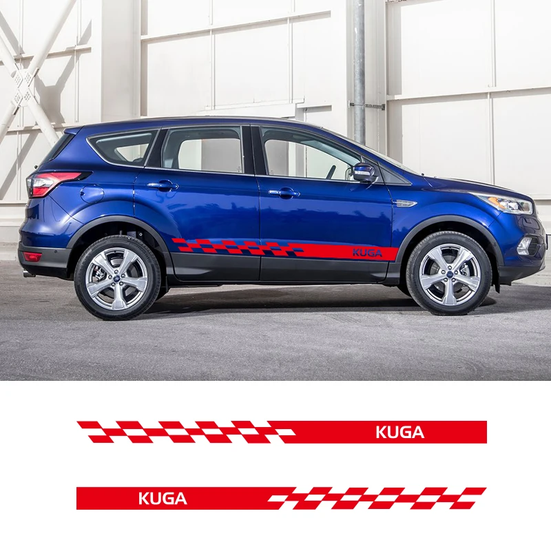 

2 PCS KUGA Vinyl Car Styling Side Stripes Skirt Sticker Decals Wraps Body Stickers For Ford
