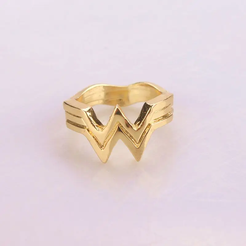 2017 модные мужские и женские кольца с логотипом Wonder Woman W ювелирные изделия золотой
