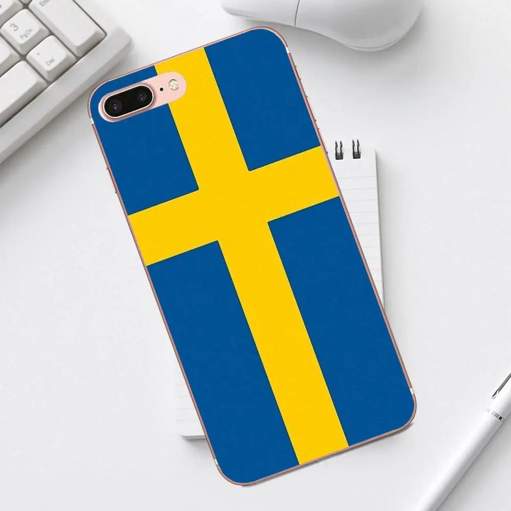 Qdowpz Тонкий силиконовый чехол Королевство Швеции Флаг для iPhone 4 4S 5 5C SE 6 6S 7 8 Plus X XS Max