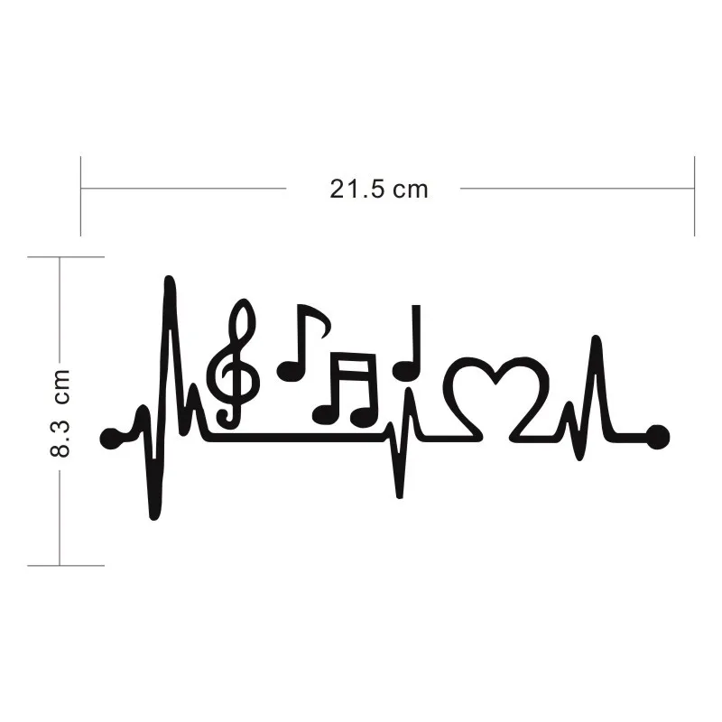 Cunymagos Music Notes Heartbeat Vinyl Car Sticker Creative Accessories Auto Window Decal Styling 21.5*8.3cm | Автомобили и