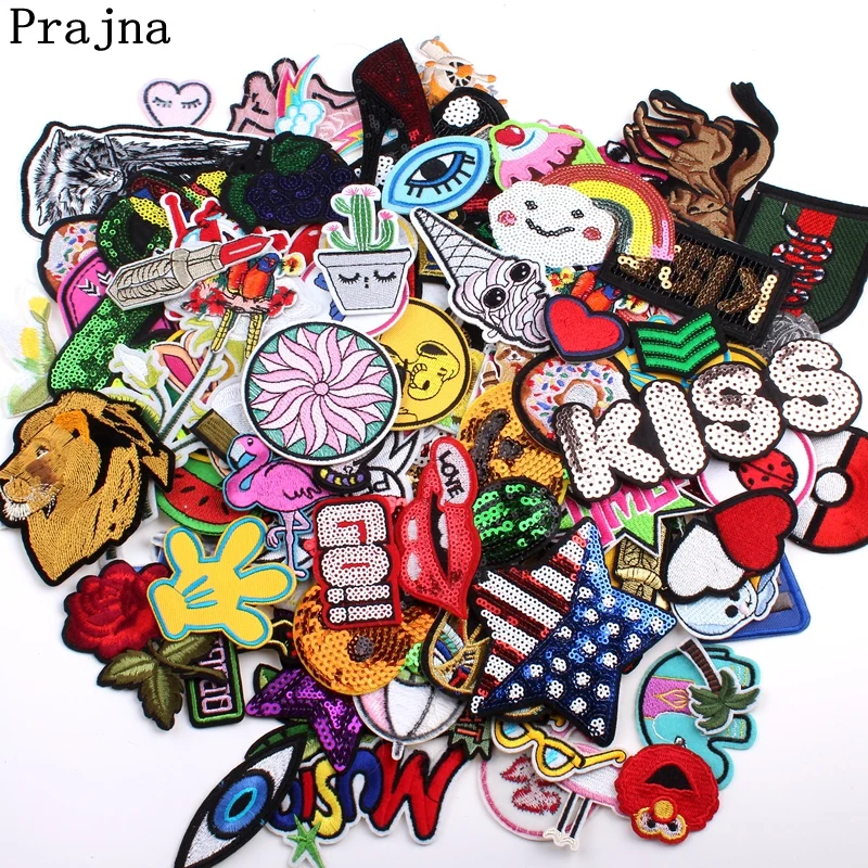 Prajna 20 шт./лот случайные милые Мультяшные патчи Вышивка железные наклейки для