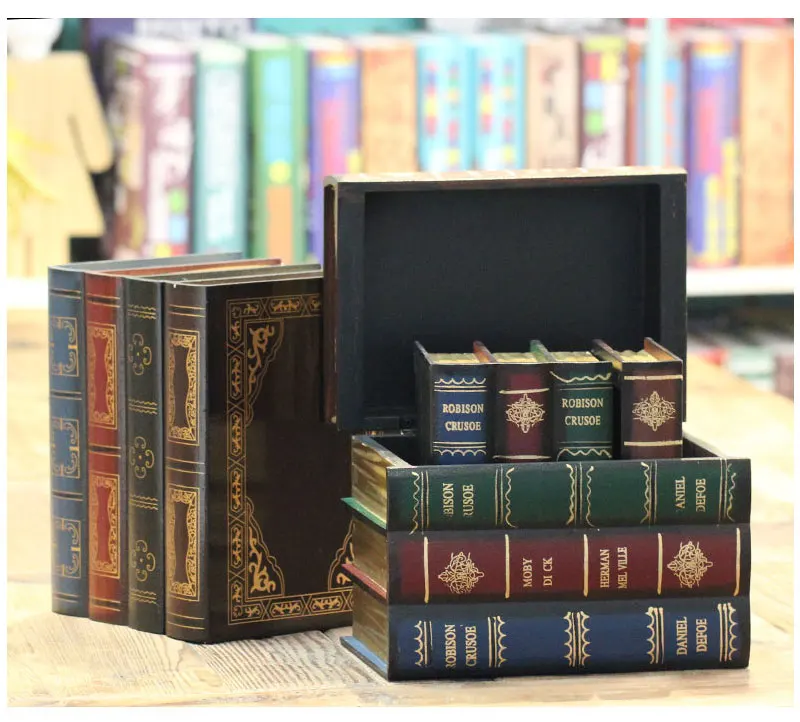 Креативные винтажные деревянные коробки для хранения книг, шкатулка для украшений, ретро стол для хранения, миниатюрное украшение для дома, подарки для рукоделия