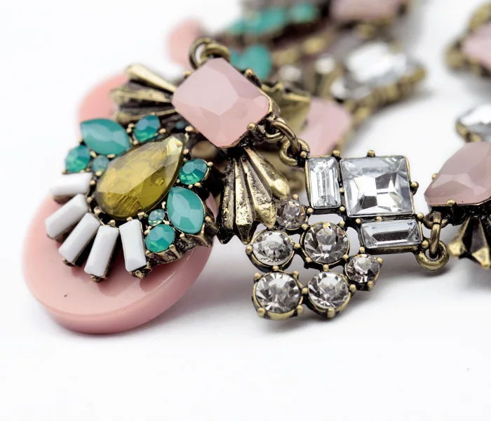 Женское винтажное акриловое ожерелье розовое ожерелье-чокер золотого цвета с