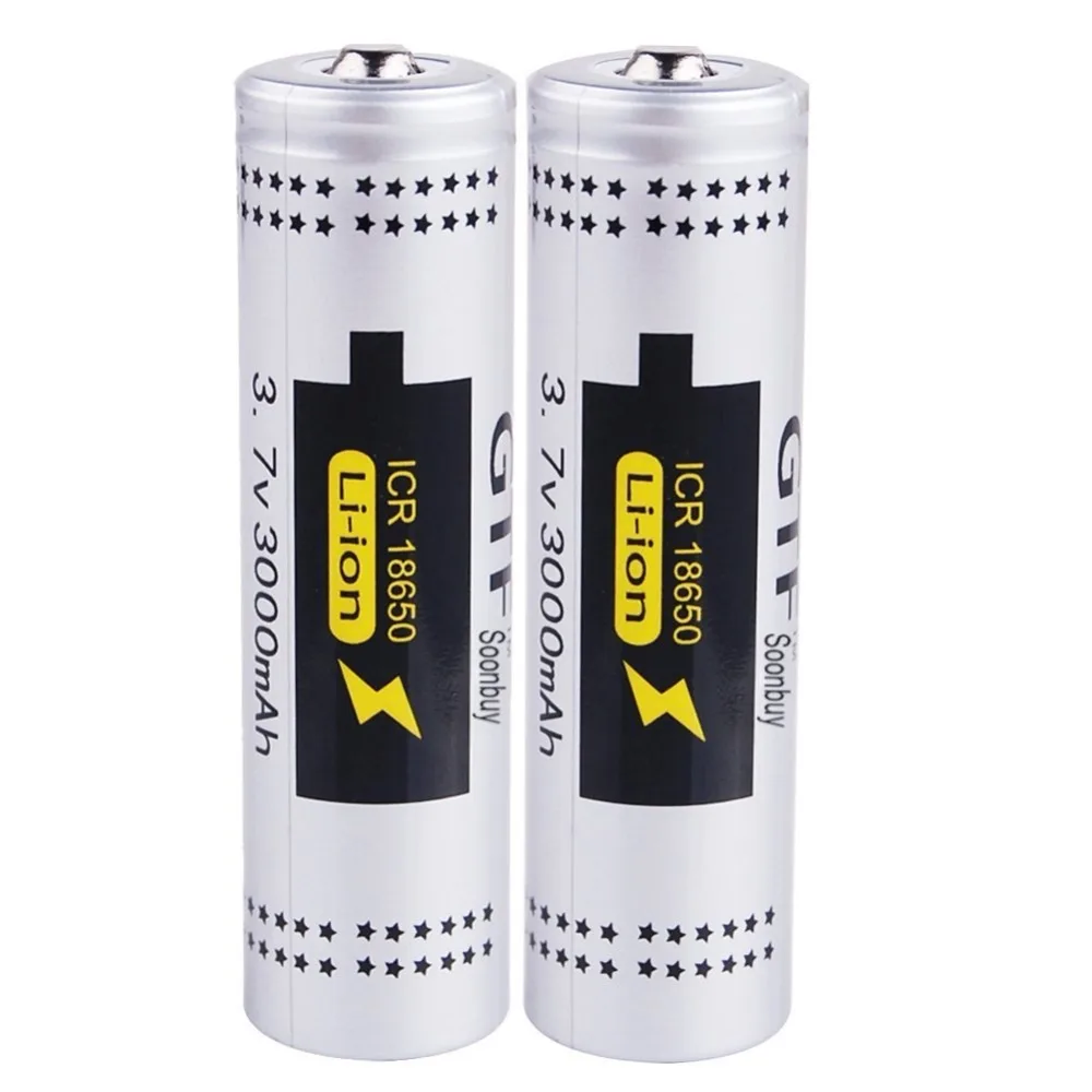 GTF 3,7 V 18650 батарея реальная мощность емкость 3000mAh литий-ионная аккумуляторная батарея для фонарика фонарь Прямая поставка остроконечные элементы