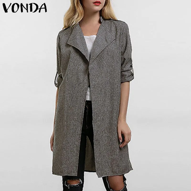 VONDA, повседневные свободные куртки для беременных женщин, весна, с отворотом, длинный рукав, Одежда для беременных размера плюс, верхняя одежда для беременных