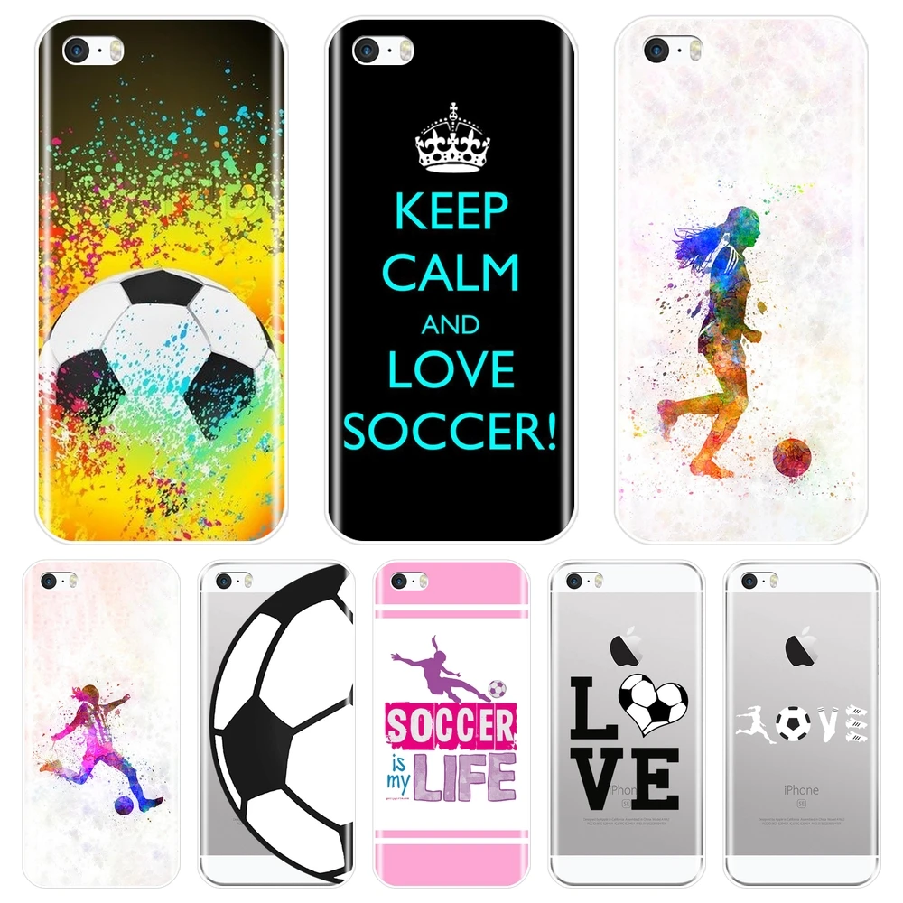 Чехол из ТПУ для iPhone 5 S 5C телефон с надписью &quotSoccer Love Heart&quot Мужской силиконовый