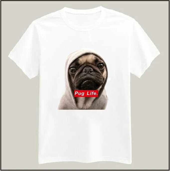 Модная женская футболка Pug Life собака милый хипстер с принтом белые повседневные