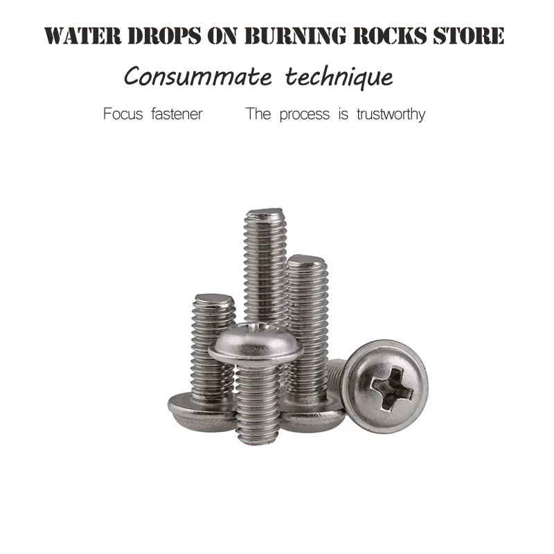 304 Винты с круглой головкой из нержавеющей стали Phillips болты шайбой компьютерные